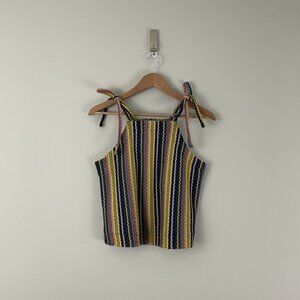 Madewell Texture & Thread Tie-Shoulder Tank Top in Rainbow Crochet Size Small